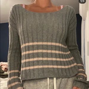 striped off shoulder sweater